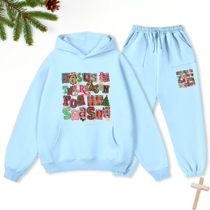 Jesus Is The Reason For The Season Christmas Christian Fleece Hoodie Set