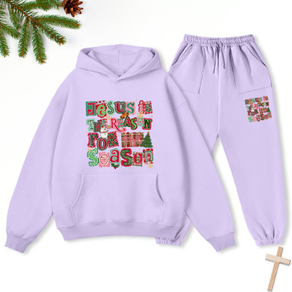 Jesus Is The Reason For The Season Christmas Christian Fleece Hoodie Set
