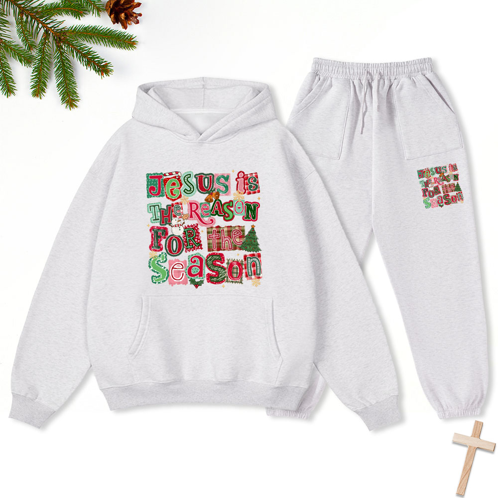Jesus Is The Reason For The Season Christmas Christian Fleece Hoodie Set