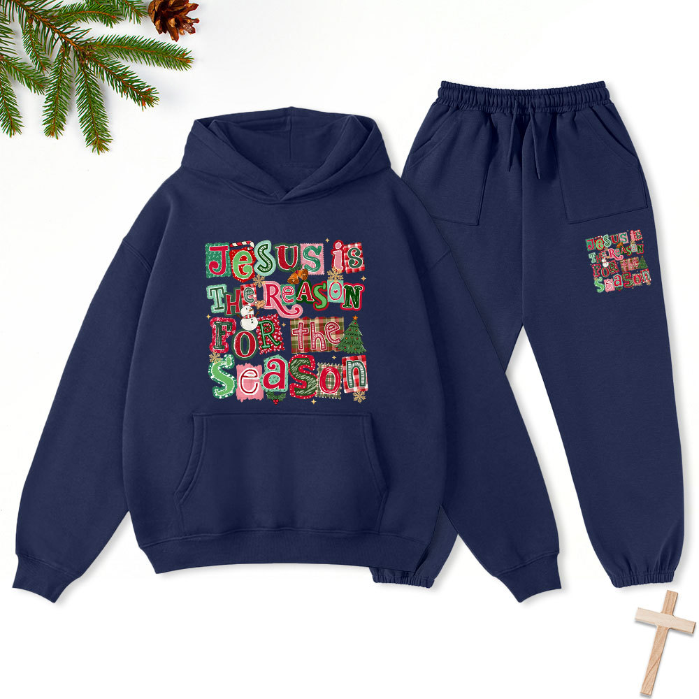 Jesus Is The Reason For The Season Christmas Christian Fleece Hoodie Set