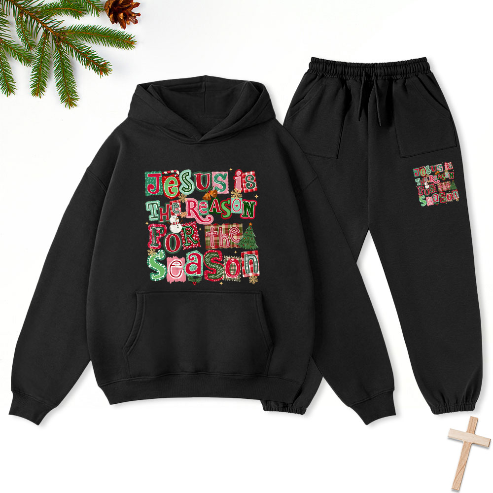 Jesus Is The Reason For The Season Christmas Christian Fleece Hoodie Set