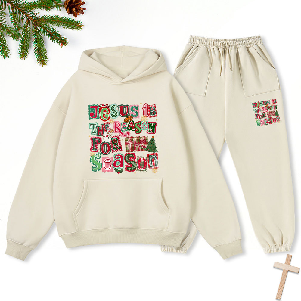 Jesus Is The Reason For The Season Christmas Christian Fleece Hoodie Set
