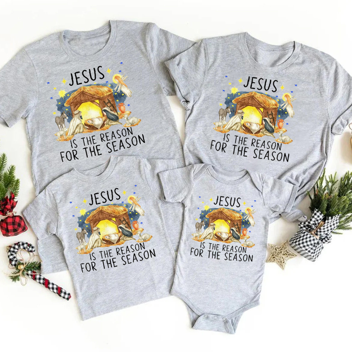 Personalized Jesus Is The Reason For The Season True Story Christmas Family Matching Shirts