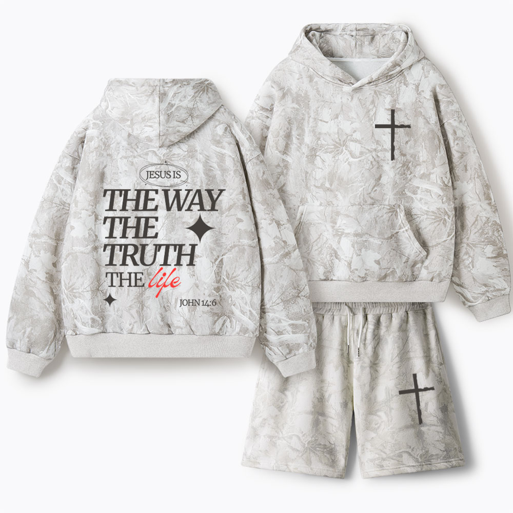 Jesus Is The Way The Truth And The Life Christian Camo Fleece Hoodie Set