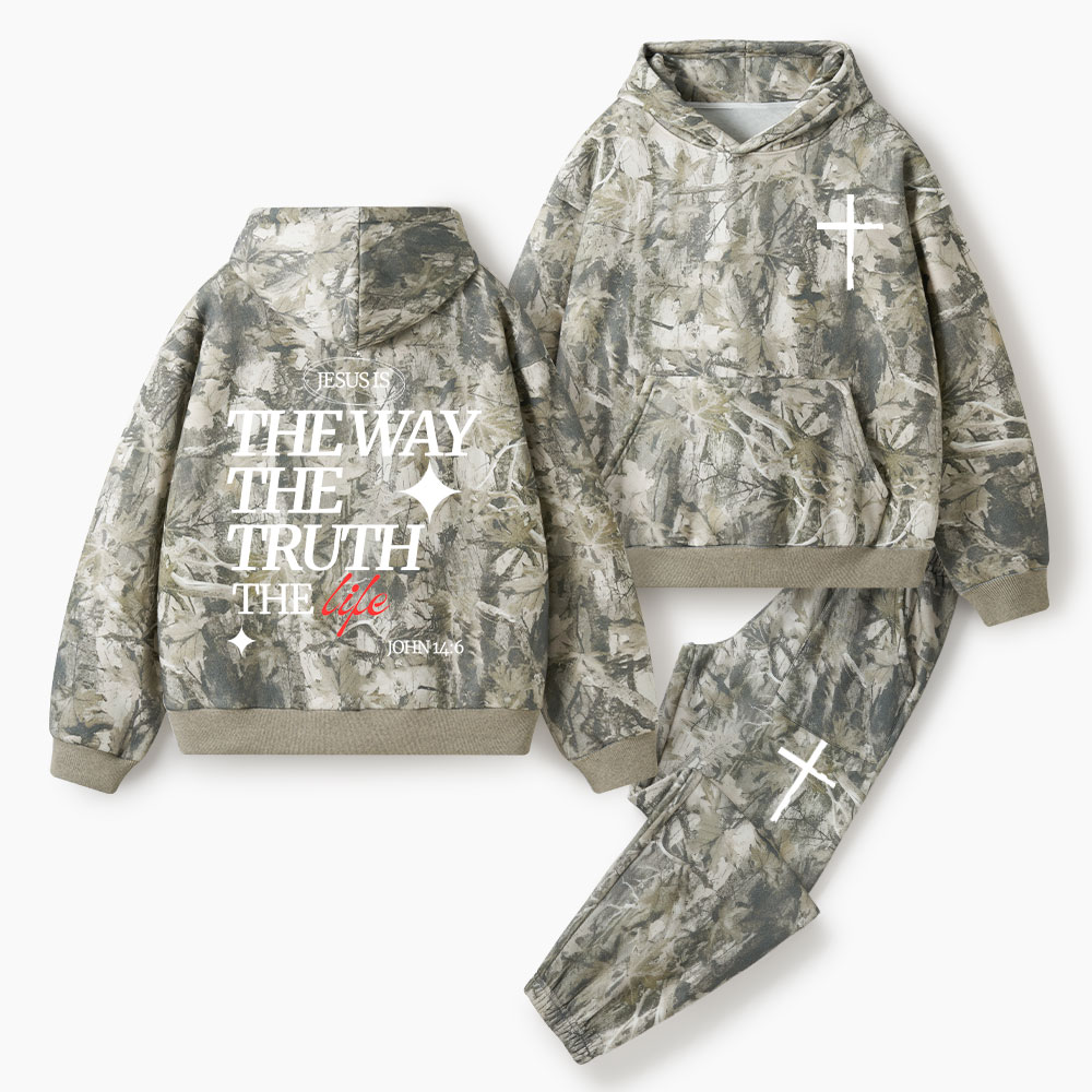 Jesus Is The Way The Truth And The Life Christian Camo Fleece Hoodie Set