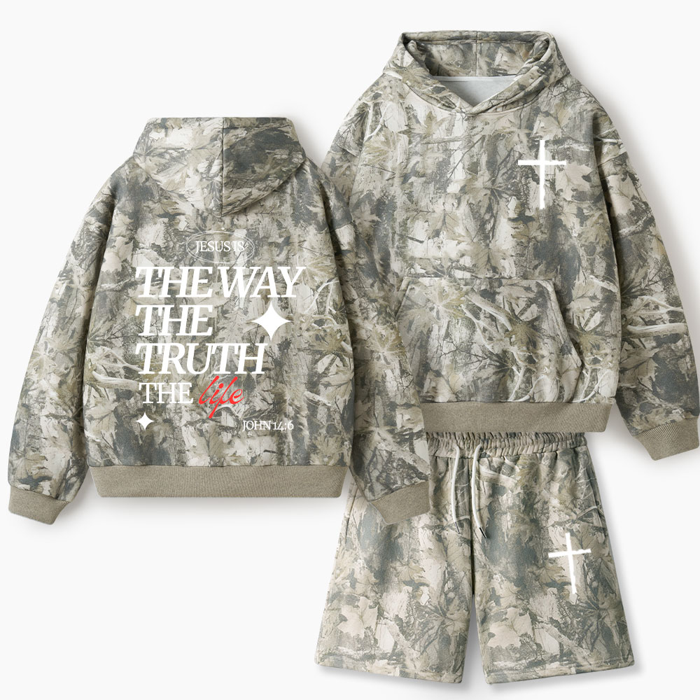 Jesus Is The Way The Truth And The Life Christian Camo Fleece Hoodie Set