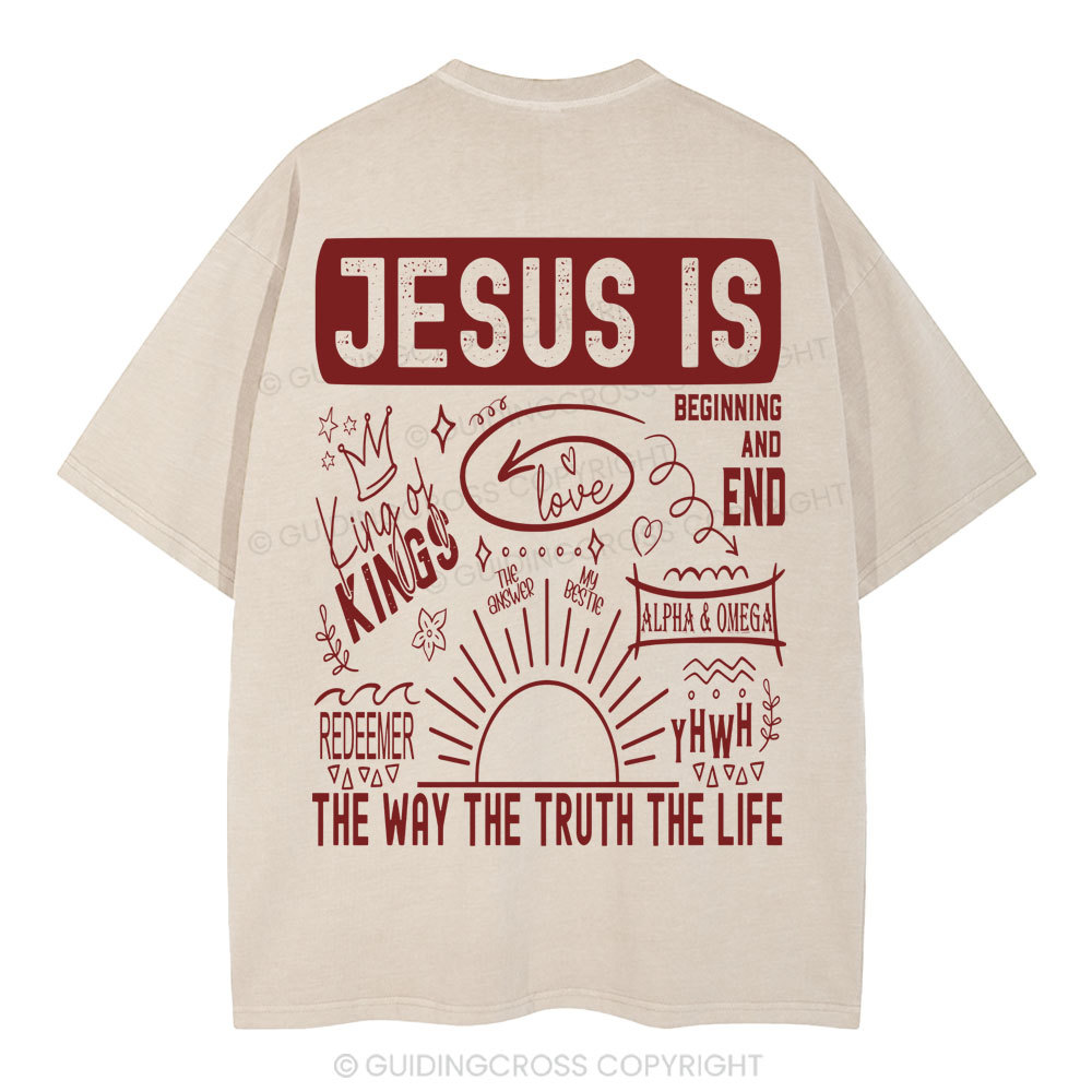 Jesus Is The Way The Truth Christian Washed T-Shirt