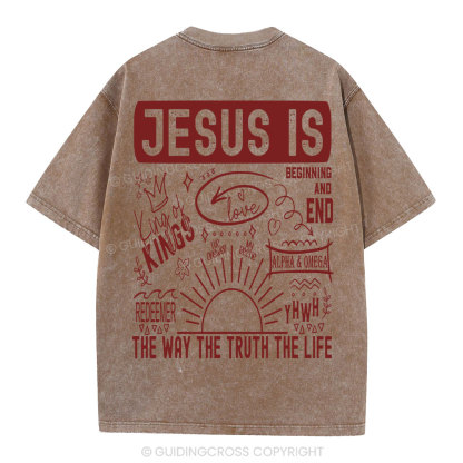 Jesus Is The Way The Truth Christian Washed T-Shirt