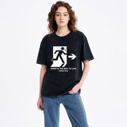 Jesus Is The Way To Live Christian Washed T-Shirt