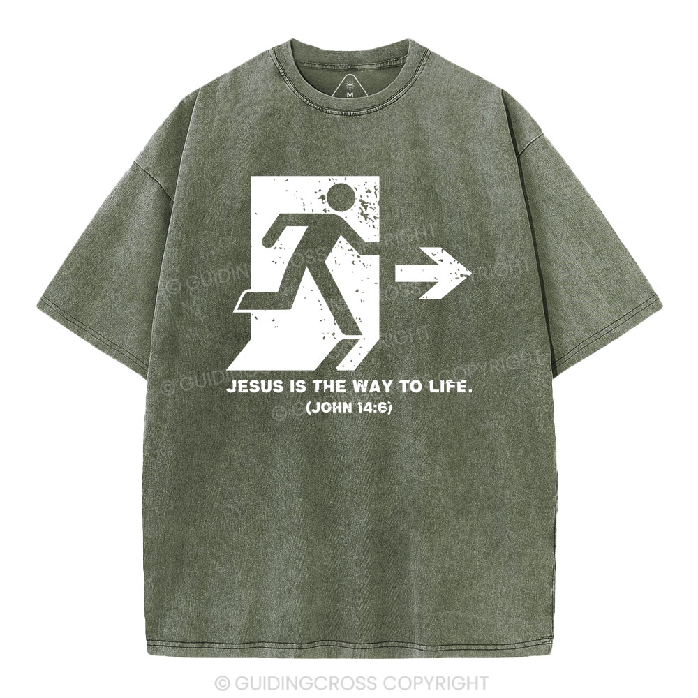 Jesus Is The Way To Live Christian Washed T-Shirt