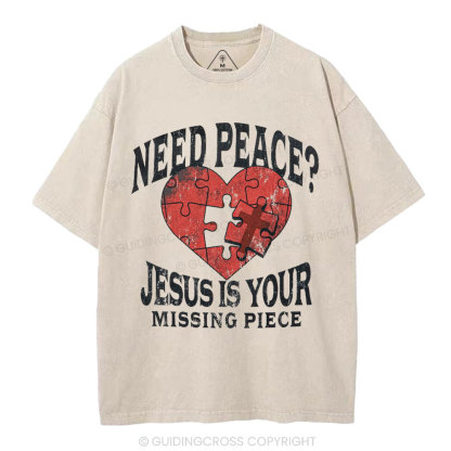 Jesus Is Your Missing Piece Christian Washed T-Shirt