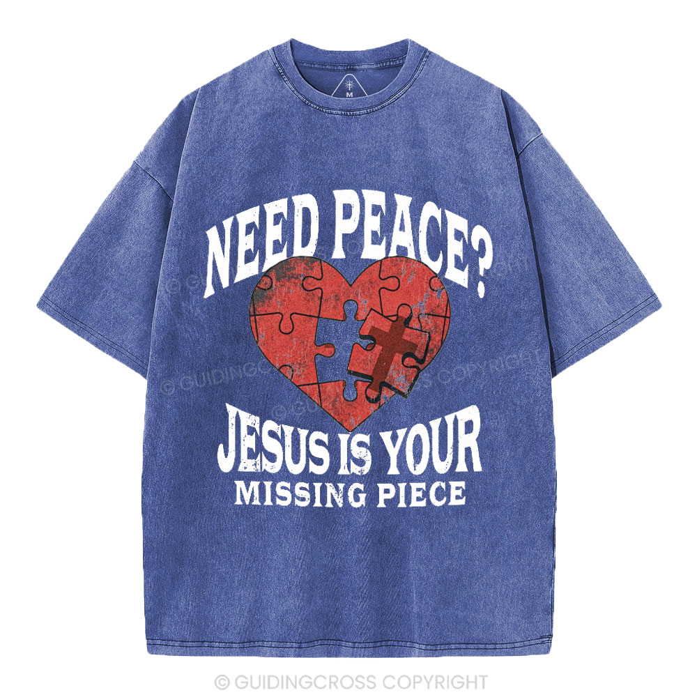 Jesus Is Your Missing Piece Christian Washed T-Shirt