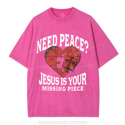 Jesus Is Your Missing Piece Christian Washed T-Shirt