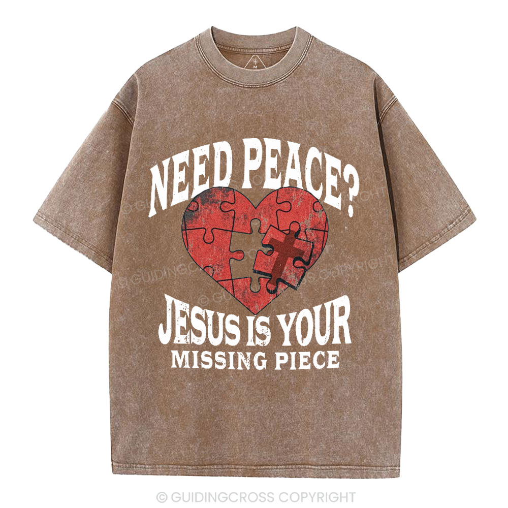 Jesus Is Your Missing Piece Christian Washed T-Shirt