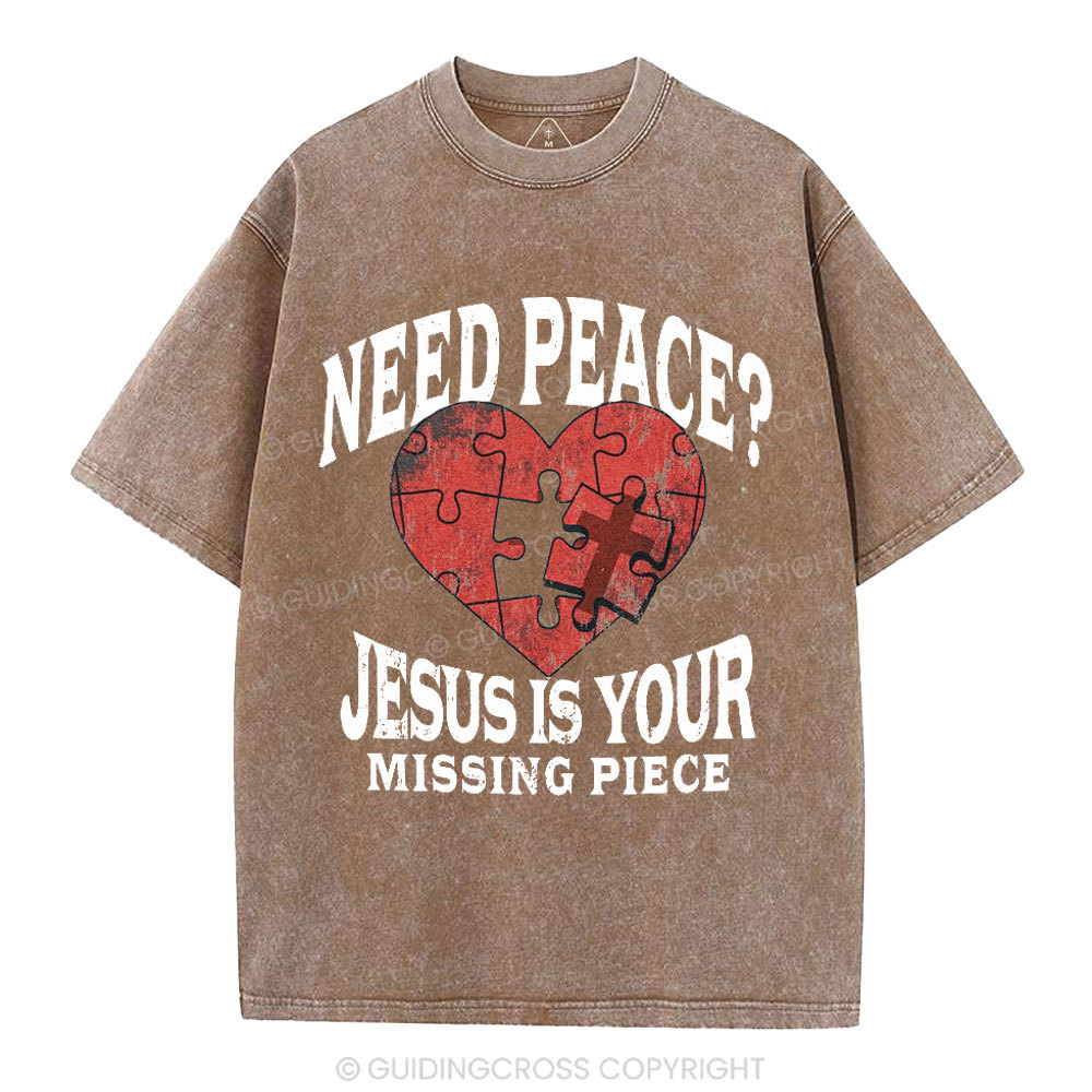 Jesus Is Your Missing Piece Christian Washed T-Shirt