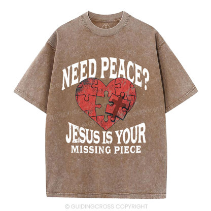 Jesus Is Your Missing Piece Christian Washed T-Shirt