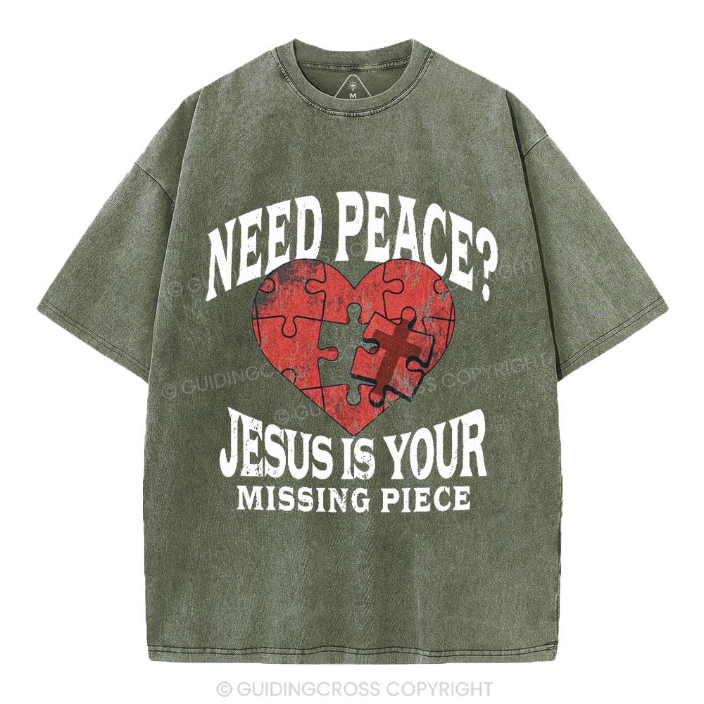 Jesus Is Your Missing Piece Christian Washed T-Shirt