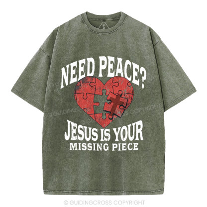 Jesus Is Your Missing Piece Christian Washed T-Shirt