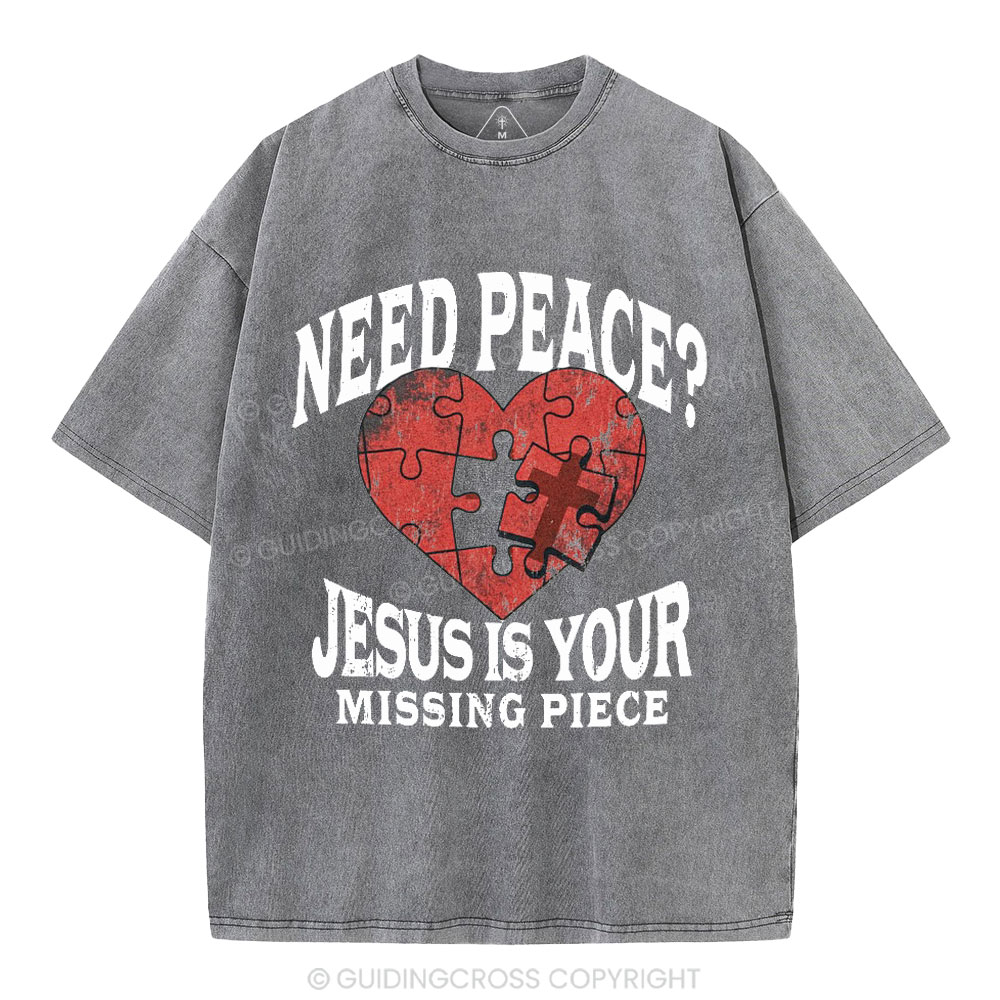 Jesus Is Your Missing Piece Christian Washed T-Shirt