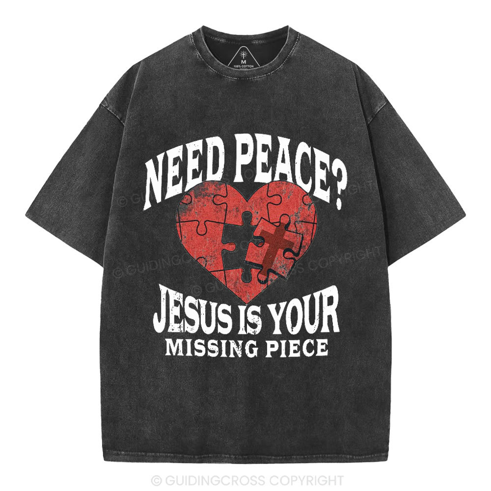 Jesus Is Your Missing Piece Christian Washed T-Shirt