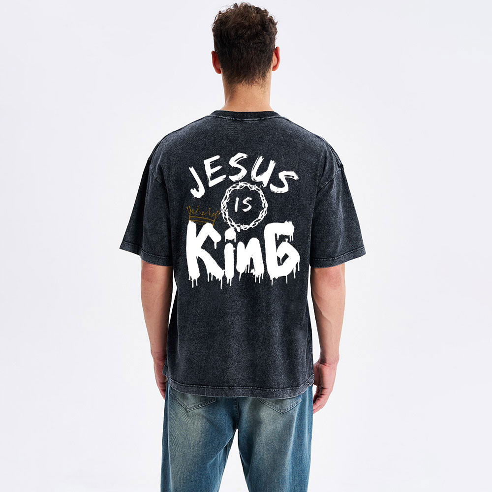 Jesus Is king Crown Christian Washed T-Shirt