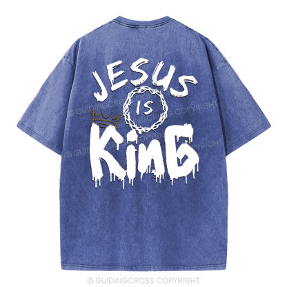 Jesus Is king Crown Christian Washed T-Shirt