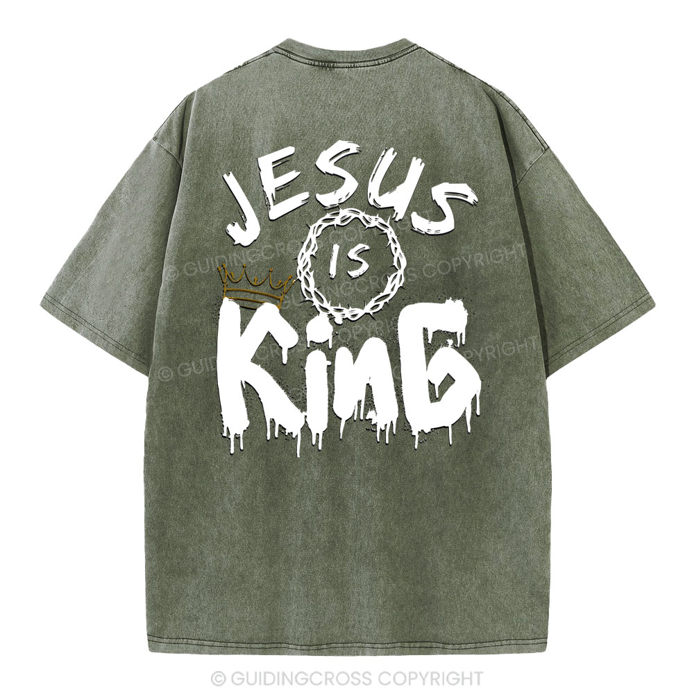 Jesus Is king Crown Christian Washed T-Shirt