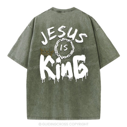 Jesus Is king Crown Christian Washed T-Shirt