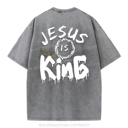 Jesus Is king Crown Christian Washed T-Shirt
