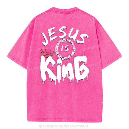 Jesus Is king Crown Christian Washed T-Shirt