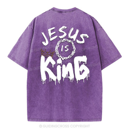 Jesus Is king Crown Christian Washed T-Shirt