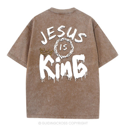 Jesus Is king Crown Christian Washed T-Shirt