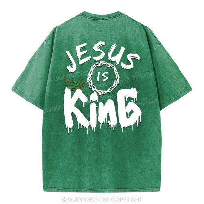 Jesus Is king Crown Christian Washed T-Shirt
