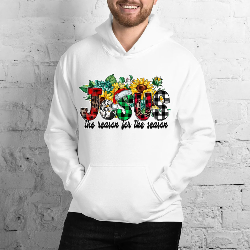 Jesus Is the Reason For the Season Sunflower Faith Christmas Hoodie