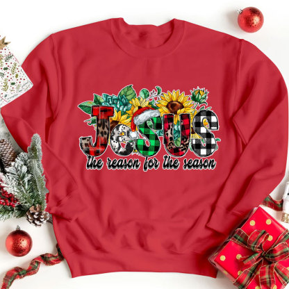 Jesus Is the Reason For the Season Sunflower Faith Christmas Sweatshirt
