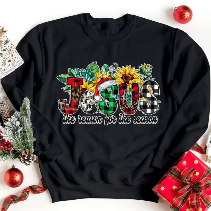 Jesus Is the Reason For the Season Sunflower Faith Christmas Sweatshirt