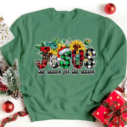 Jesus Is the Reason For the Season Sunflower Faith Christmas Sweatshirt