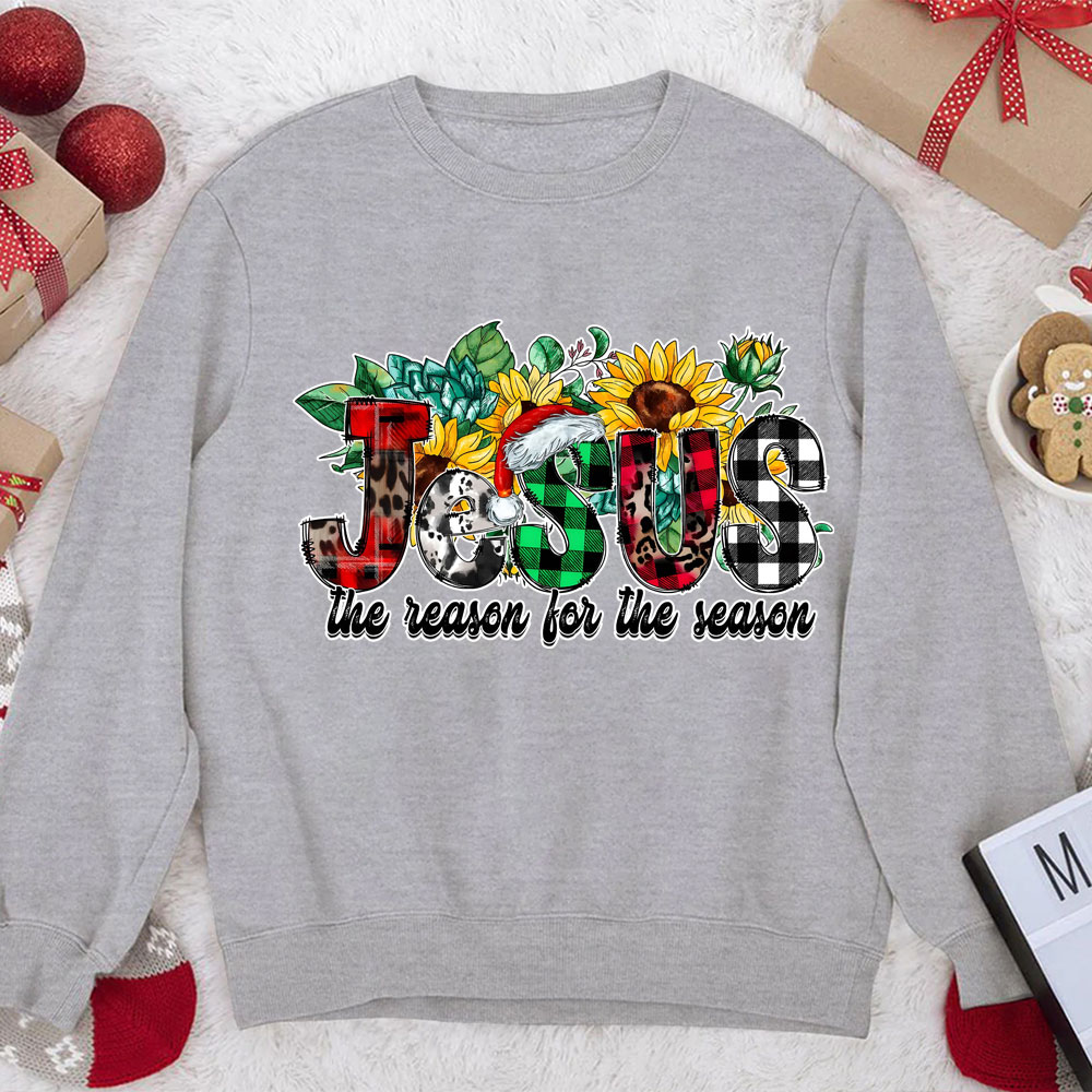 Jesus Is the Reason For the Season Sunflower Faith Christmas Sweatshirt