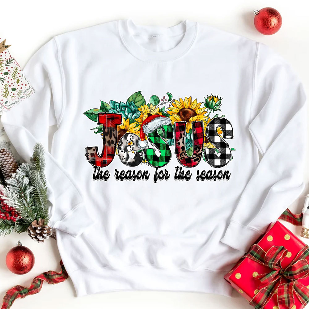Jesus Is the Reason For the Season Sunflower Faith Christmas Sweatshirt