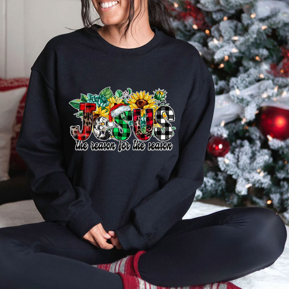 Jesus Is the Reason For the Season Sunflower Faith Christmas Sweatshirt