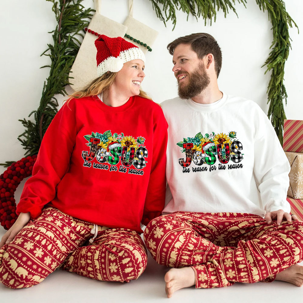 Jesus Is the Reason For the Season Sunflower Faith Christmas Sweatshirt