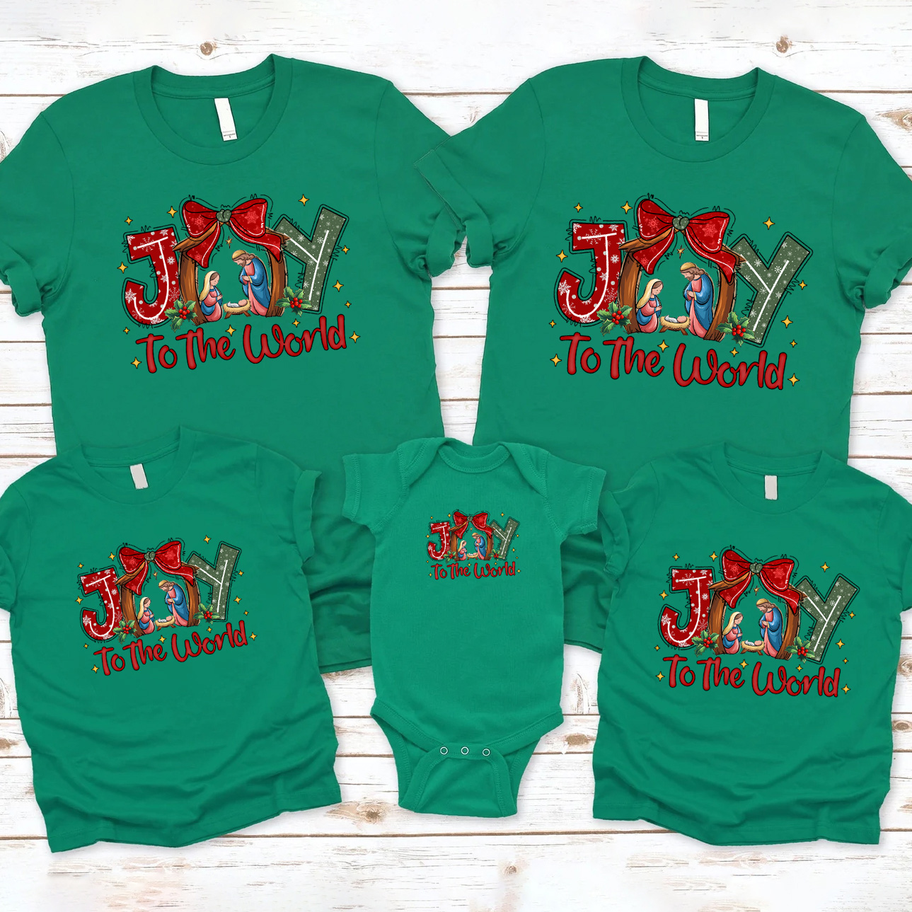 Jesus Joy To The world Christmas Family Matching Shirts