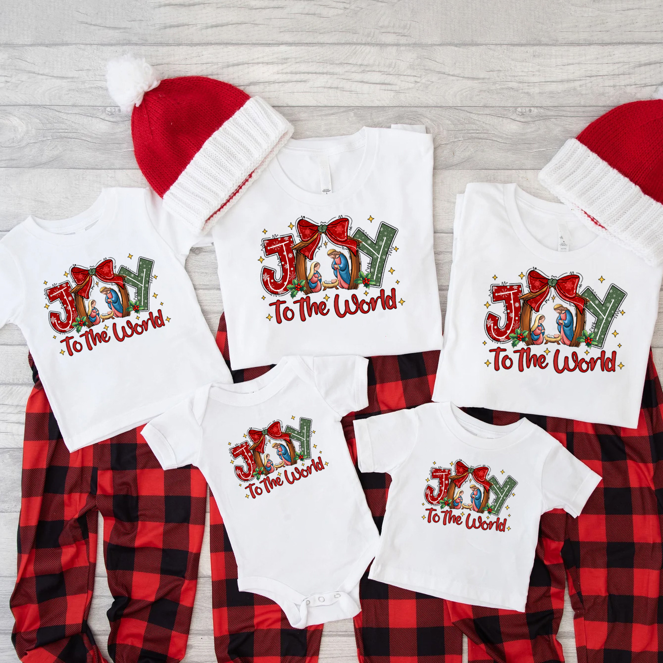 Jesus Joy To The world Christmas Family Matching Shirts