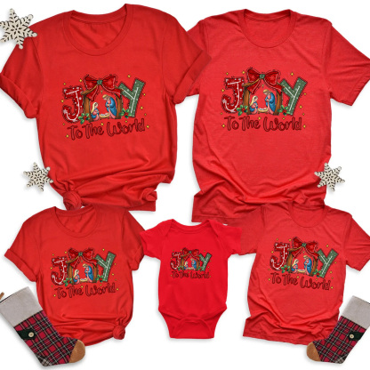 Jesus Joy To The world Christmas Family Matching Shirts