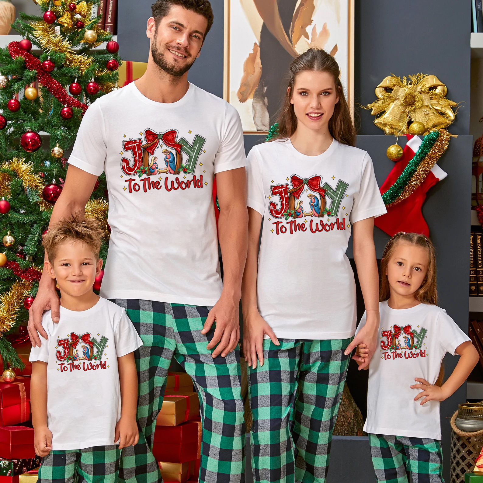 Jesus Joy To The world Christmas Family Matching Shirts