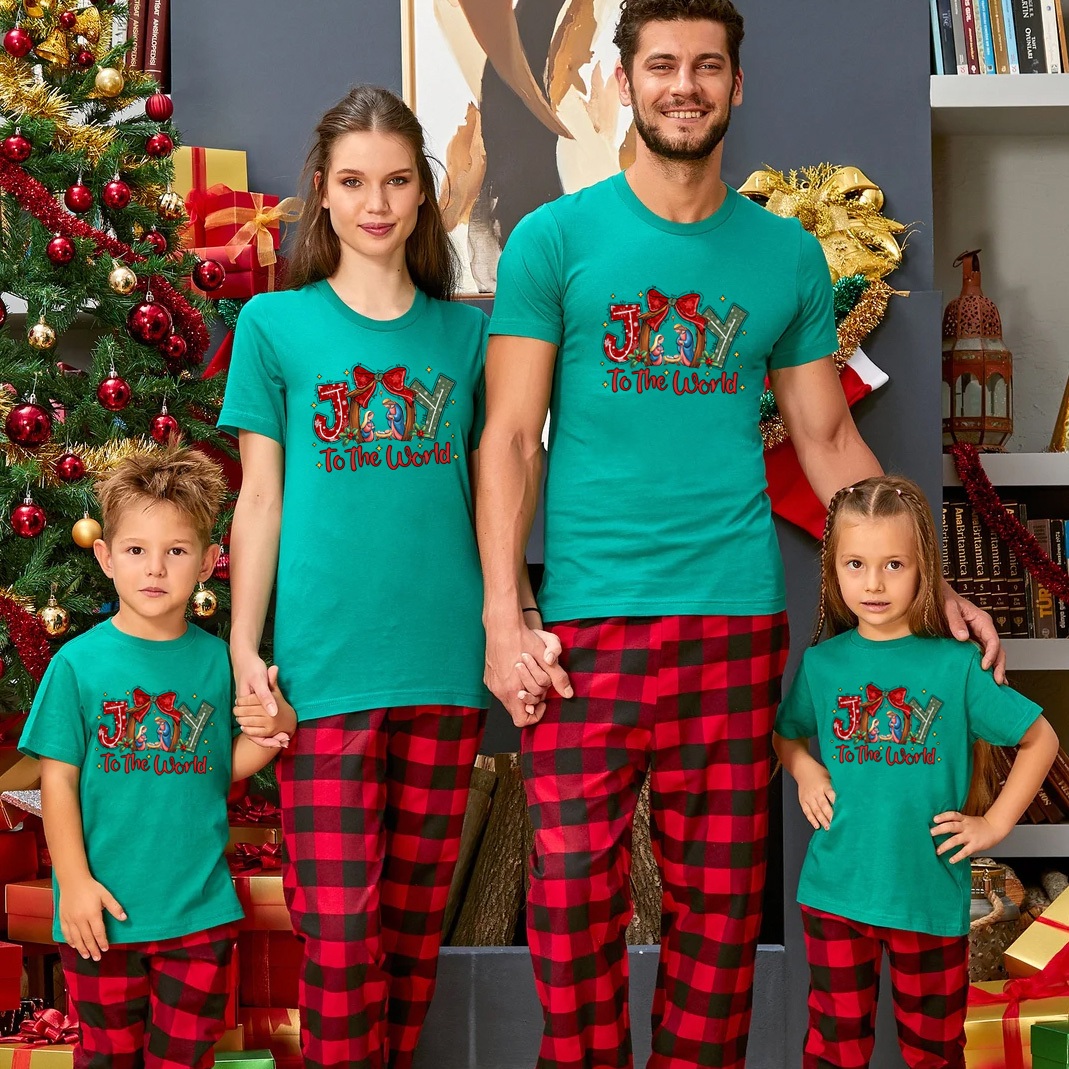 Jesus Joy To The world Christmas Family Matching Shirts