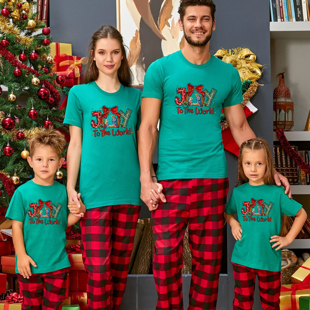 Jesus Joy To The world Christmas Family Matching Shirts