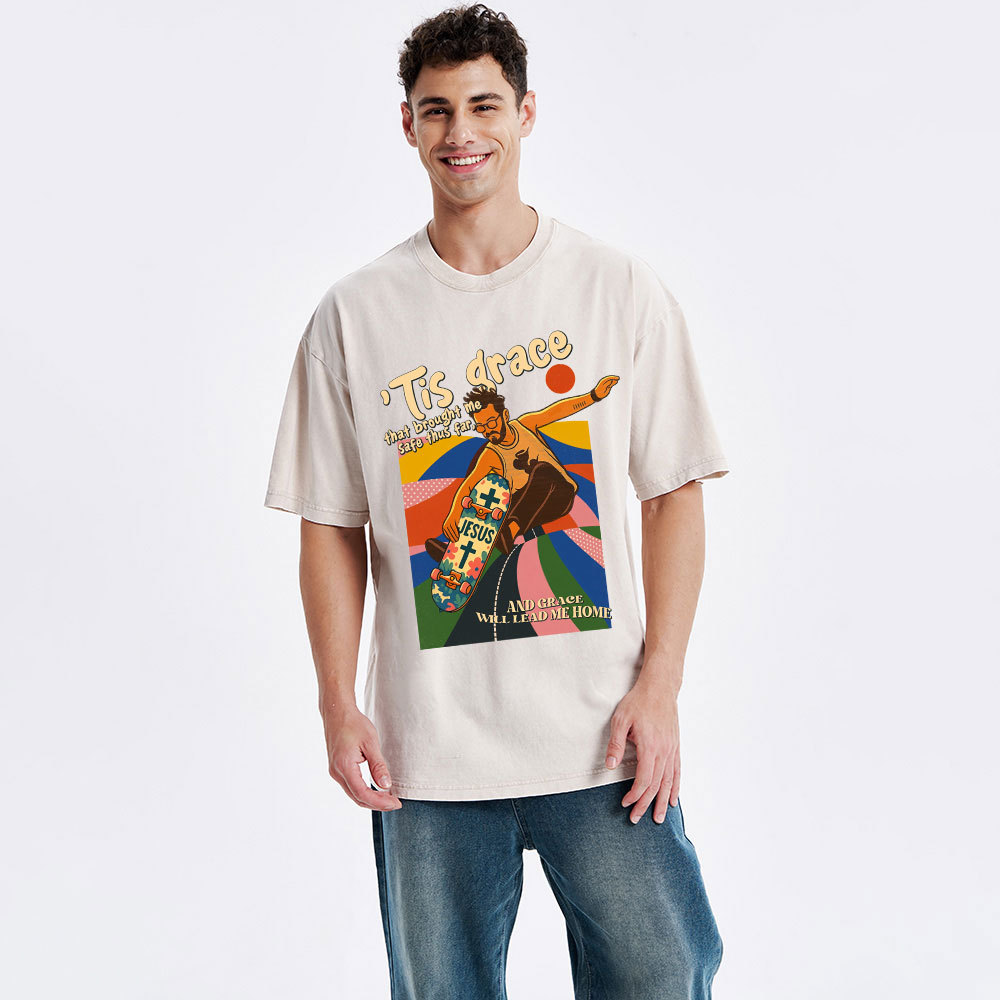 Jesus Lead Me Home Christian Washed T-Shirt