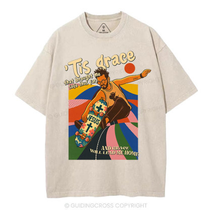 Jesus Lead Me Home Christian Washed T-Shirt