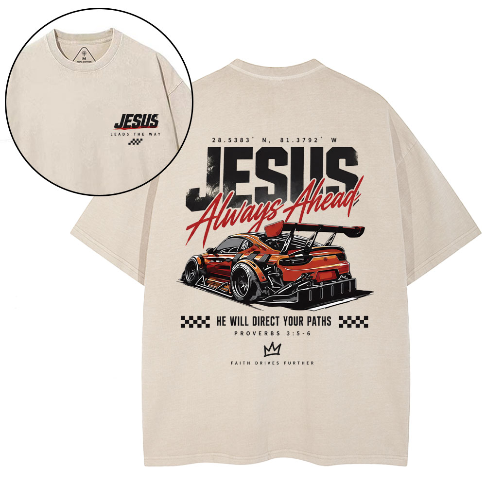 Jesus Leads The Way GC-Christian Washed T-Shirt